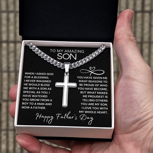 To My Amazing Son | Happy Father's Day Cross Necklace