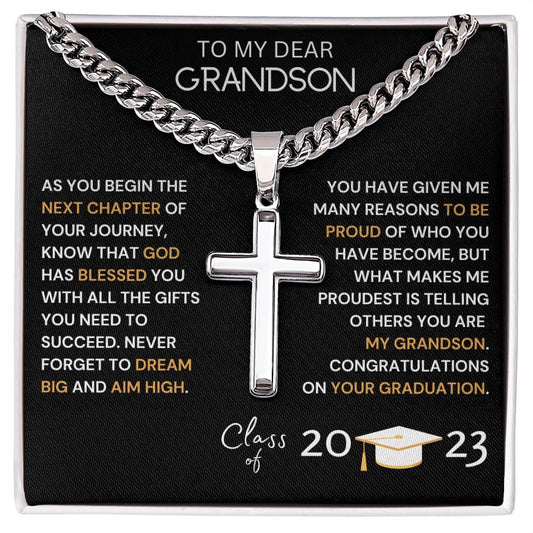 To My Grandson | Cross Necklace with Engraving