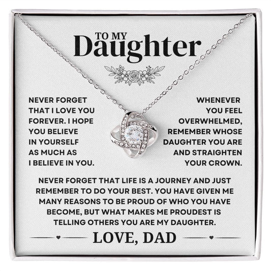 To My Beautiful Daughter | Never Forget That I Love You | Love Knot Necklace