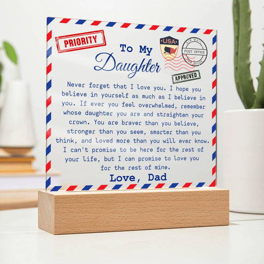 To My Daughter | Postcard Plaque | Love Dad