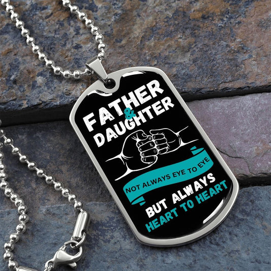 Father Daughter Dog Tag | Always Heart To Heart
