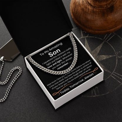 To My Amazing Son - Cuban Link Necklace - Gift Set